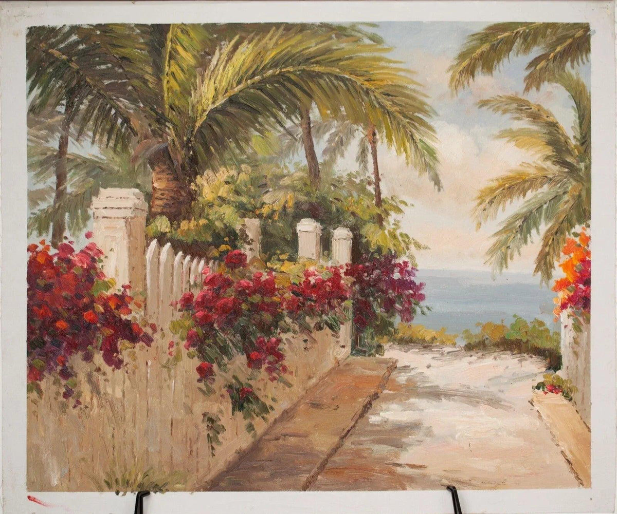 art-decoration-tableau-peinture-huile-toile-paysage-plage-espagnole - Kikooyou Art Gallery