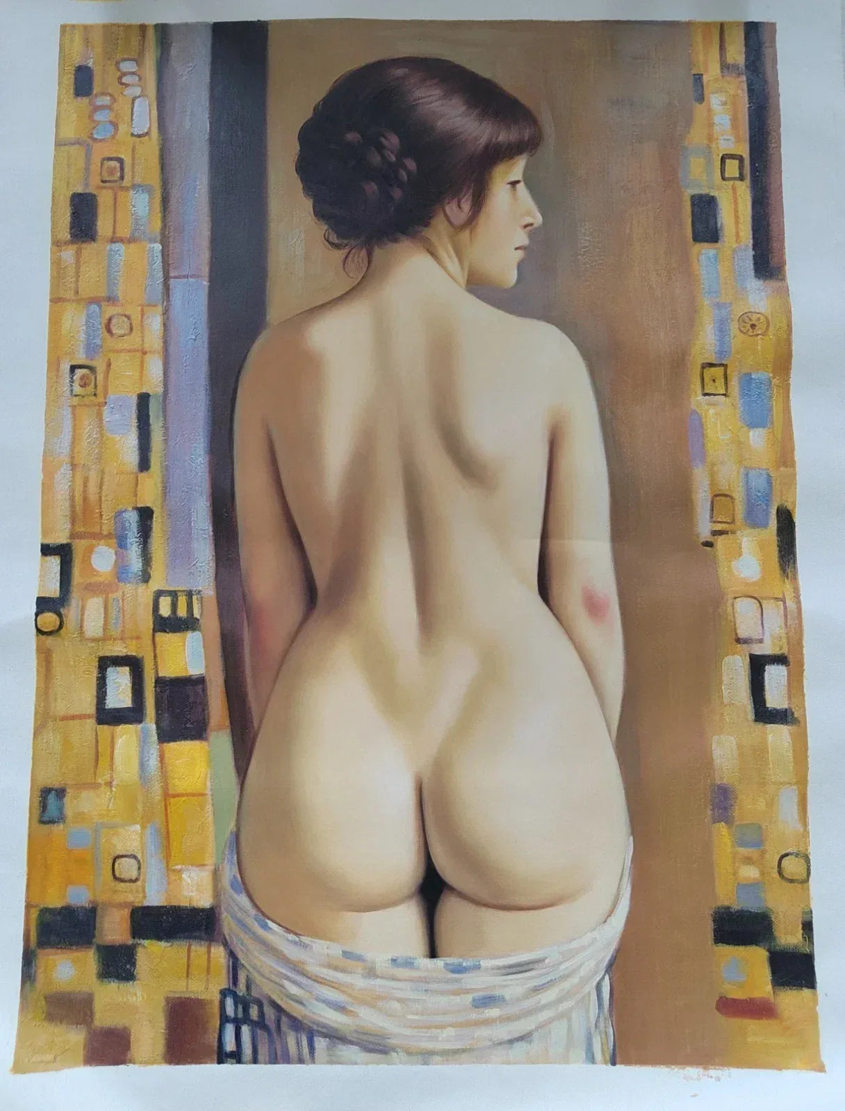 art-decoration-tableau-peinture-huile-toile-portrait-feminin-femme-nue-dos-fesses - Kikooyou Art Gallery