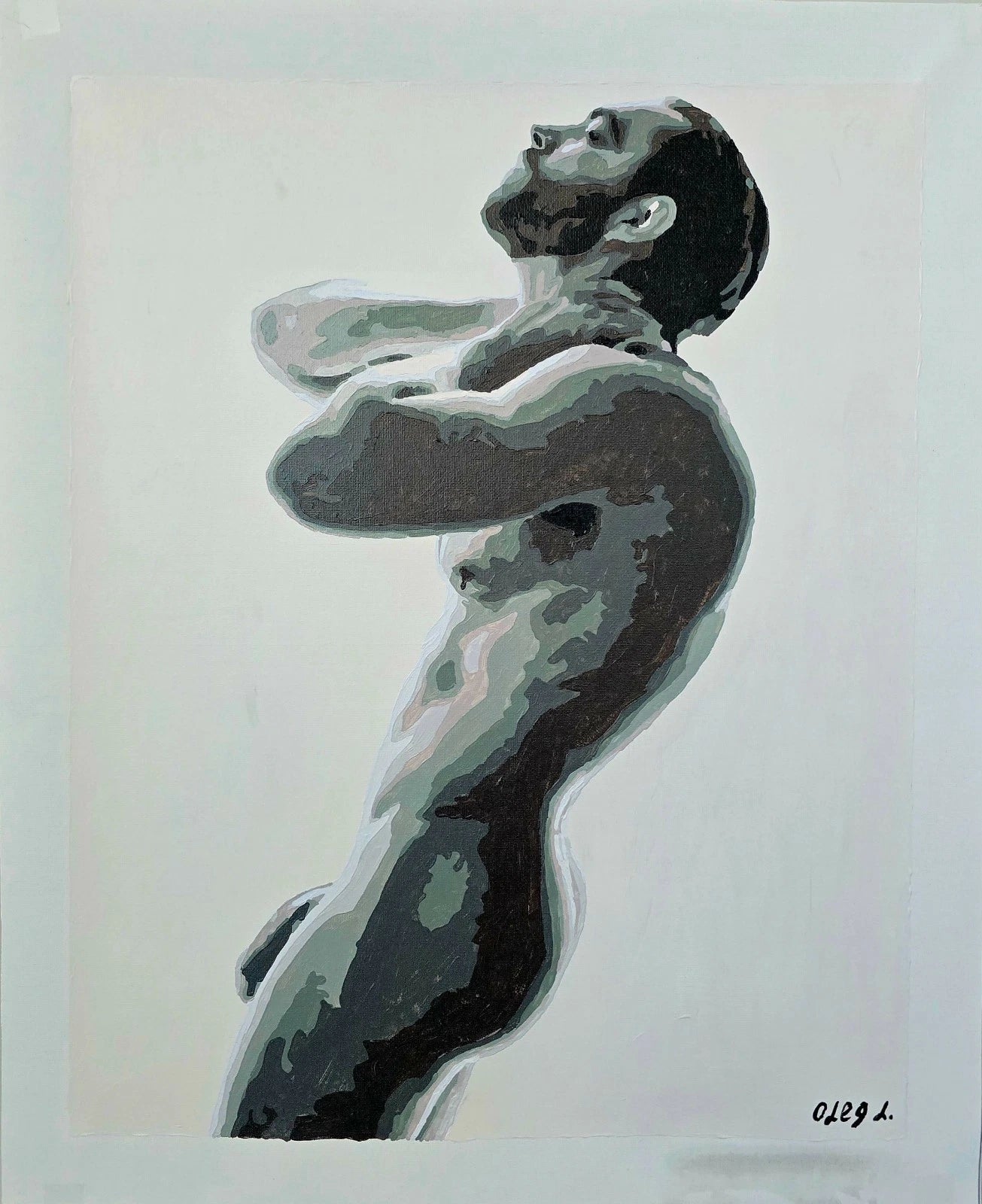 art-decoration-tableau-peinture-huile-toile-portrait-homme-nu-male-tbm-intégrale-MEETING LIGHT