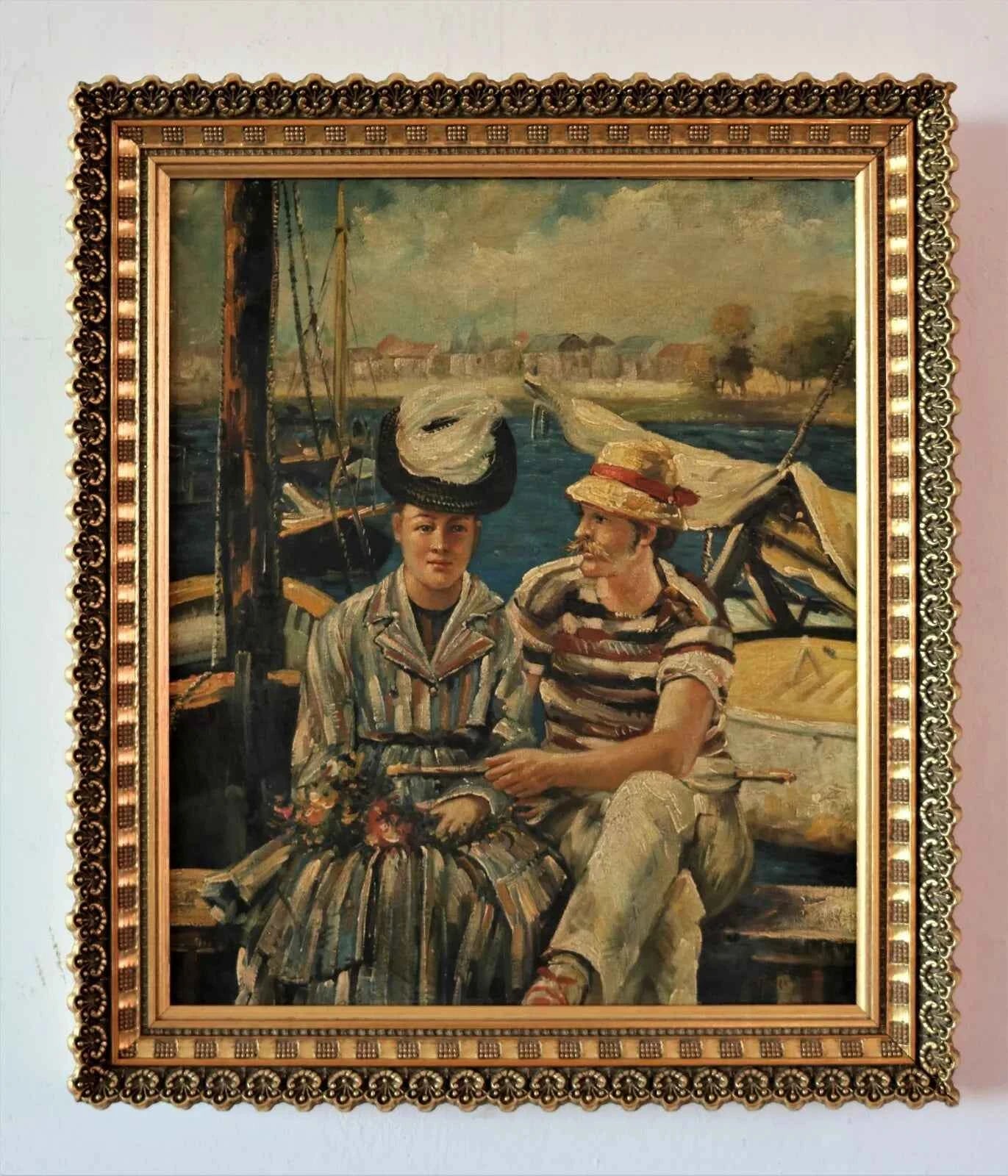 art-scène de vie-personnages-argenteuil-peinture huile sur toile-d'après Manet