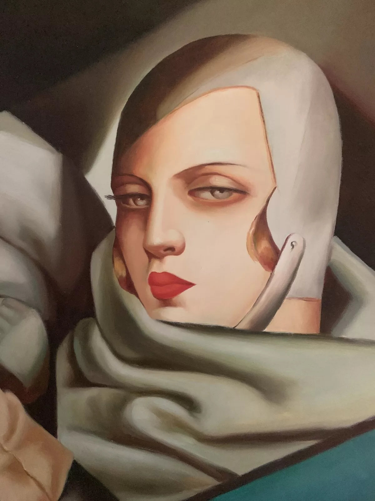 art-decoration-tableau-peinture-huile-toile-portrait-scene-feminin-art deco-femme-voiture