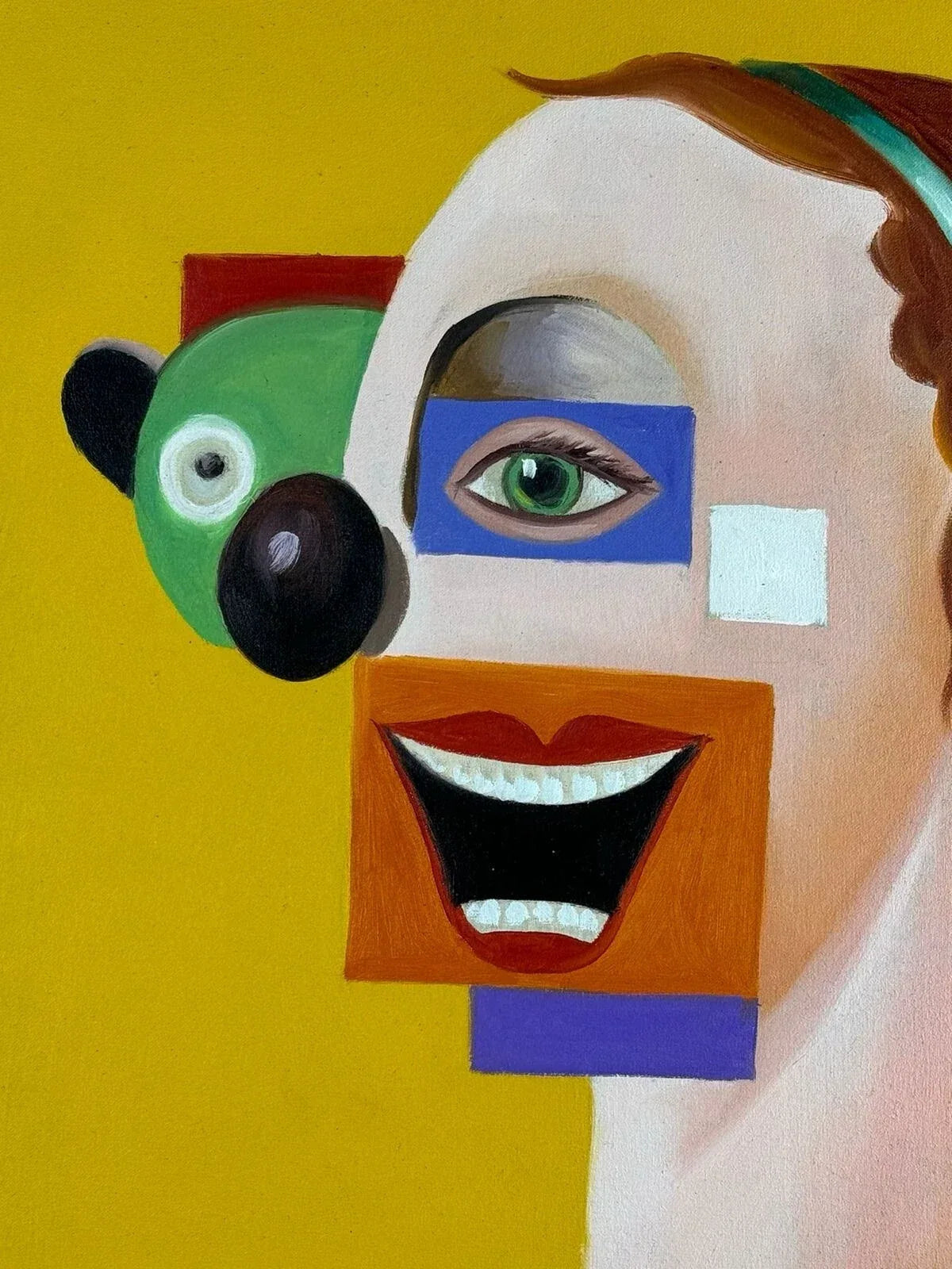 art-decoration-tableau-peinture-huile-toile-portrait abstrait-feminin-femme-cubisme - Kikooyou Art Gallery