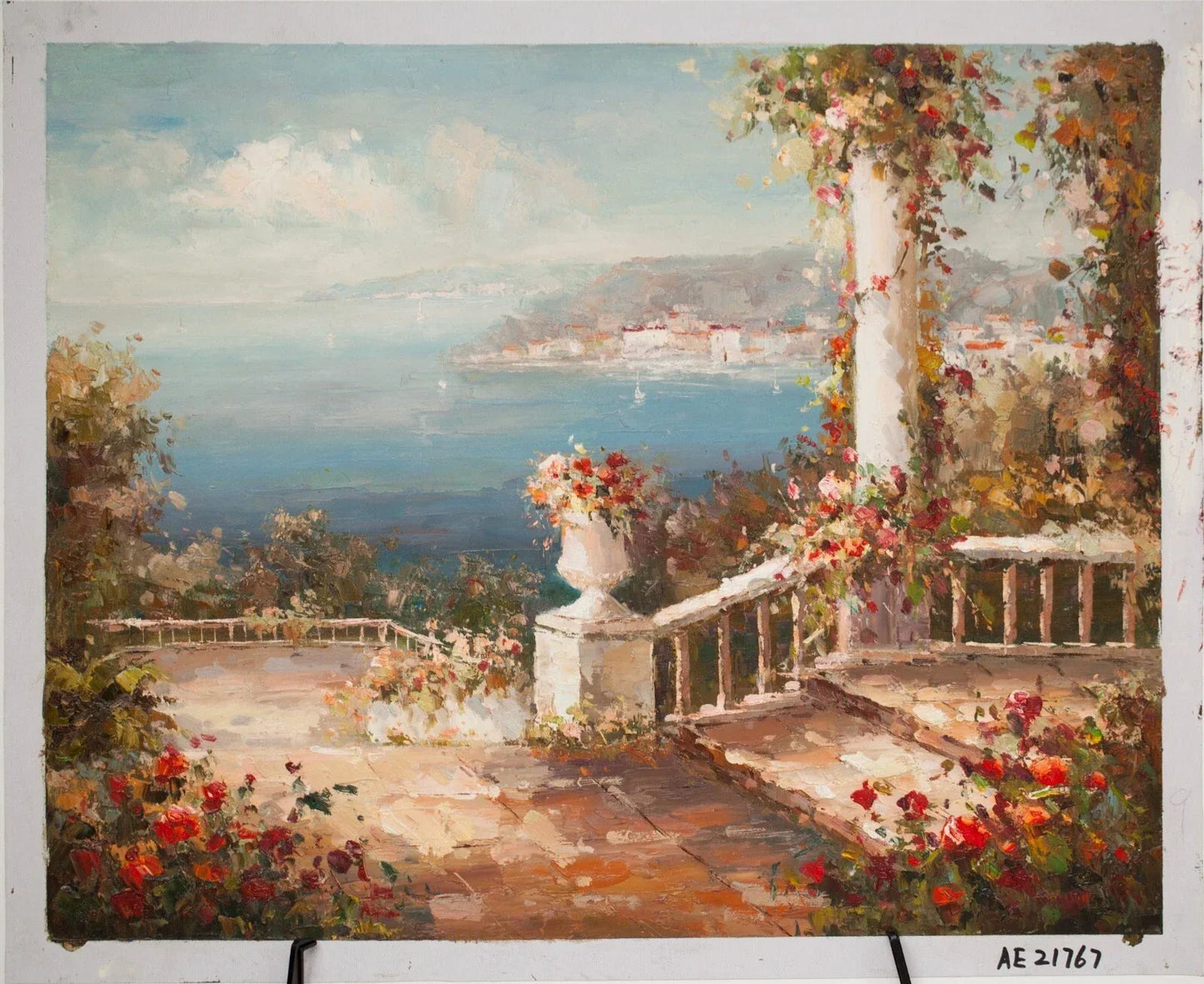 Maison de plage espagnole peinture huile sur toile Impressionnisme originale - Kikooyou Art Gallery