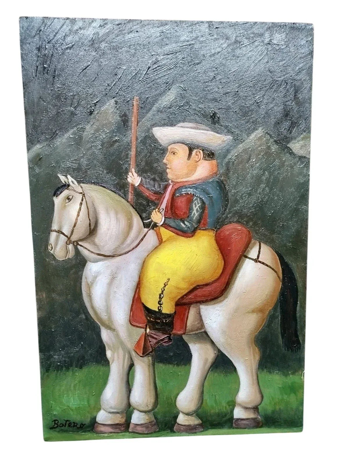 art-portrait-masculin-surréalisme-homme-cheval-cavalier-peinture-huile-toile - Kikooyou Art Gallery