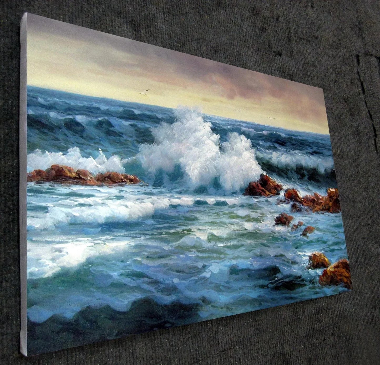 art-decoration-paysage-marin-mer-ocean-vague-peinture-huile-toile - Kikooyou Art Gallery