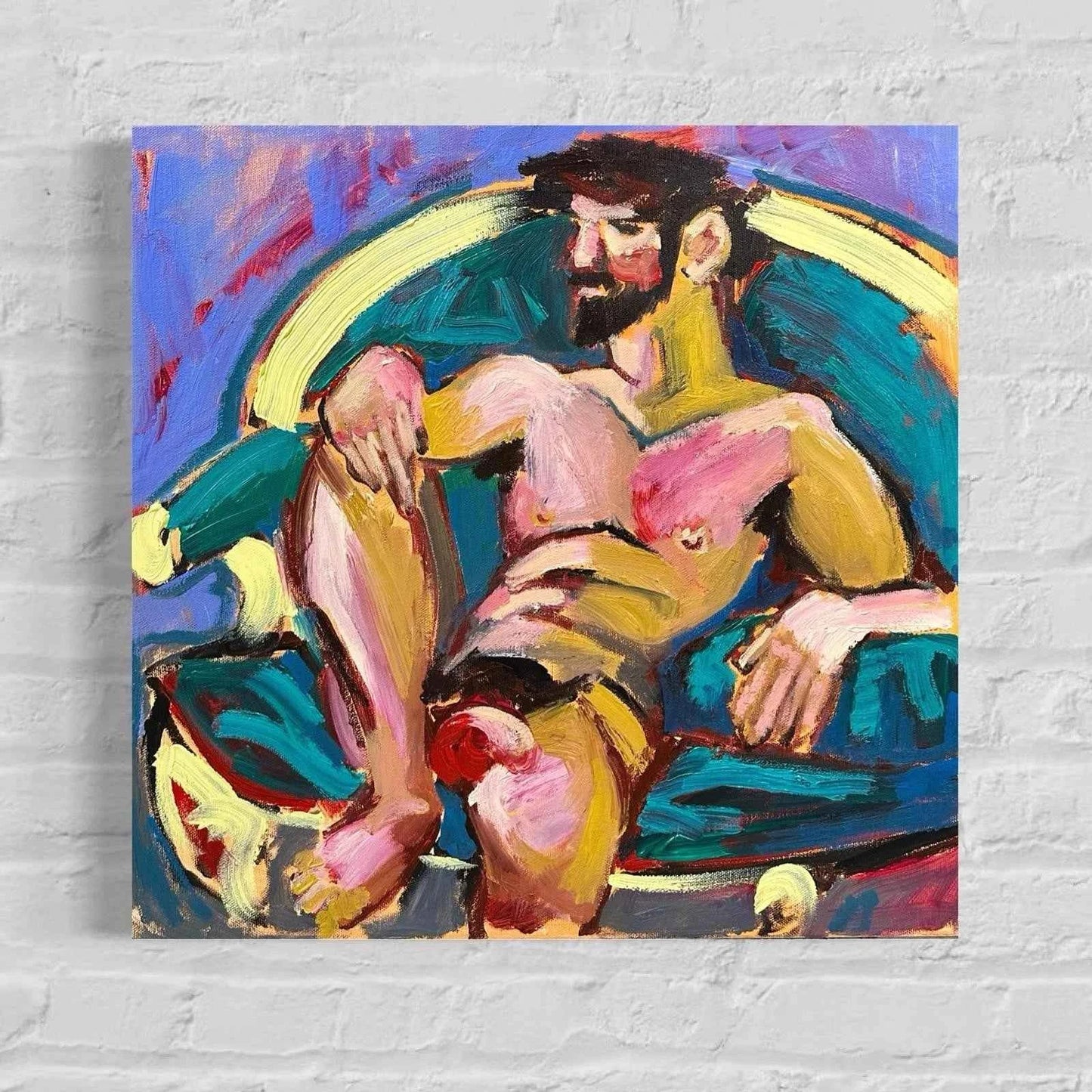 art-moderne-personnages-homme-nu--gay-peinture-huile-toile