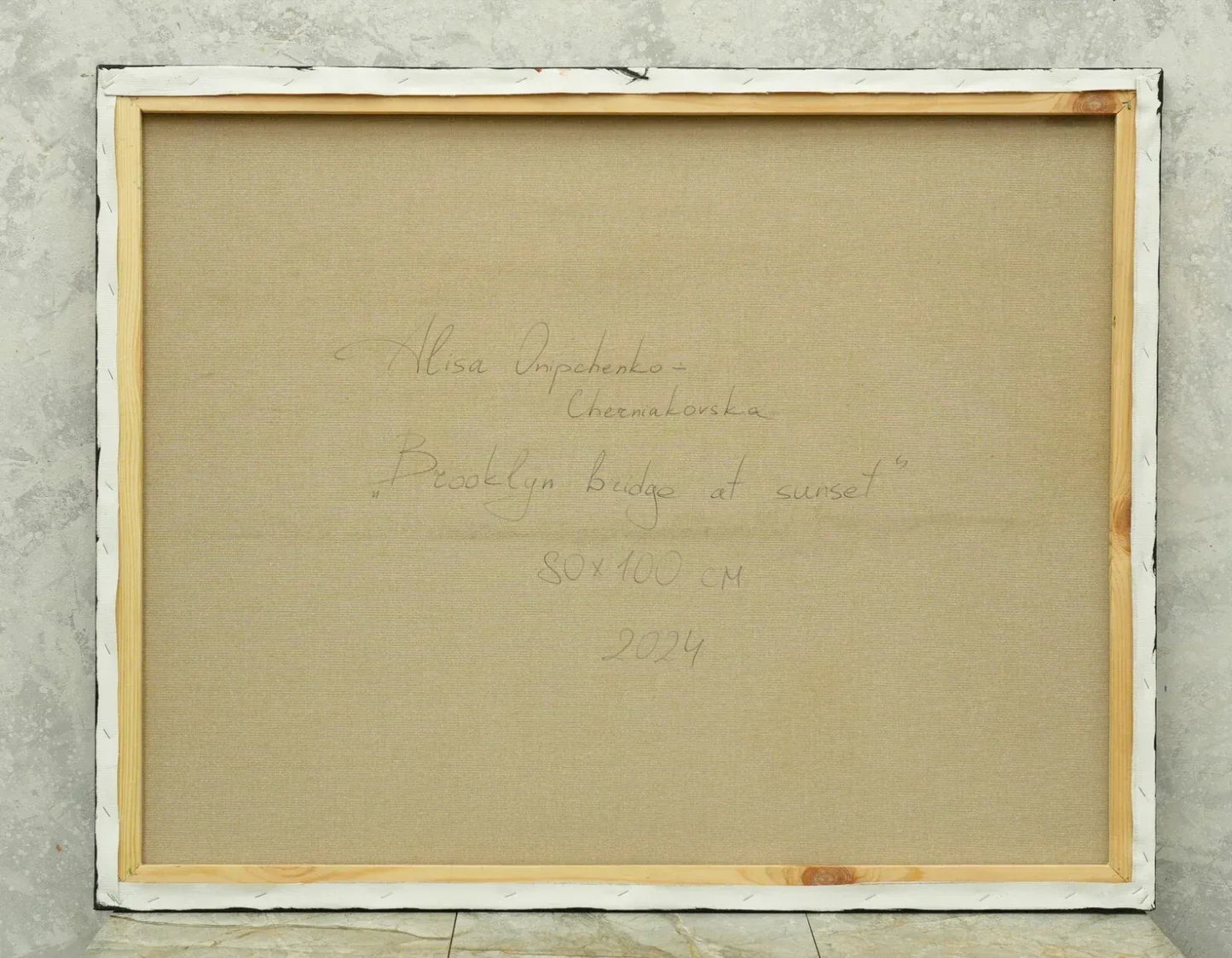 art-decoration-tableau-peinture-huile-toile-moderne-skyline-new york-pont-Brooklyn-soleil-coucher - Kikooyou Art Gallery