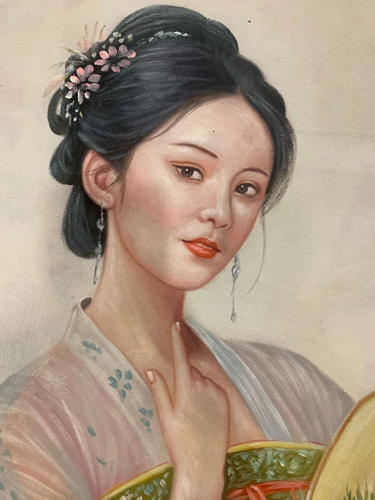 Portrait-traditionel-Peinture à l'huile sur toile "Beauté classique" peinte à la main chinoise par Chen Yifei