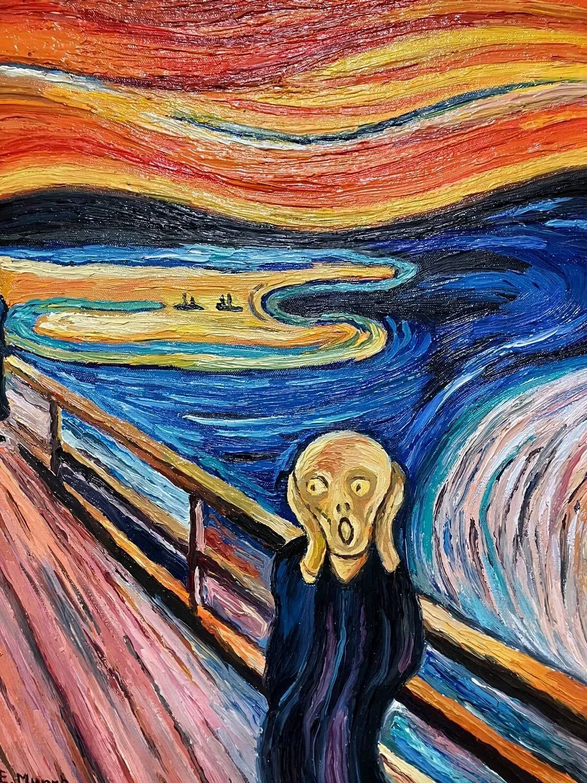 art-moderne-le cri-sream-inspirée de munch-peinture-huile-toile-40x50cm - Kikooyou Art Gallery