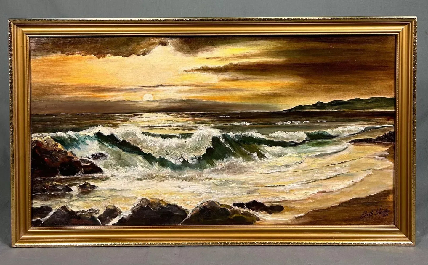 art-decoration-tableau-peinture-huile-toile-paysage-marin-ocean-vague-soleil - Kikooyou Art Gallery