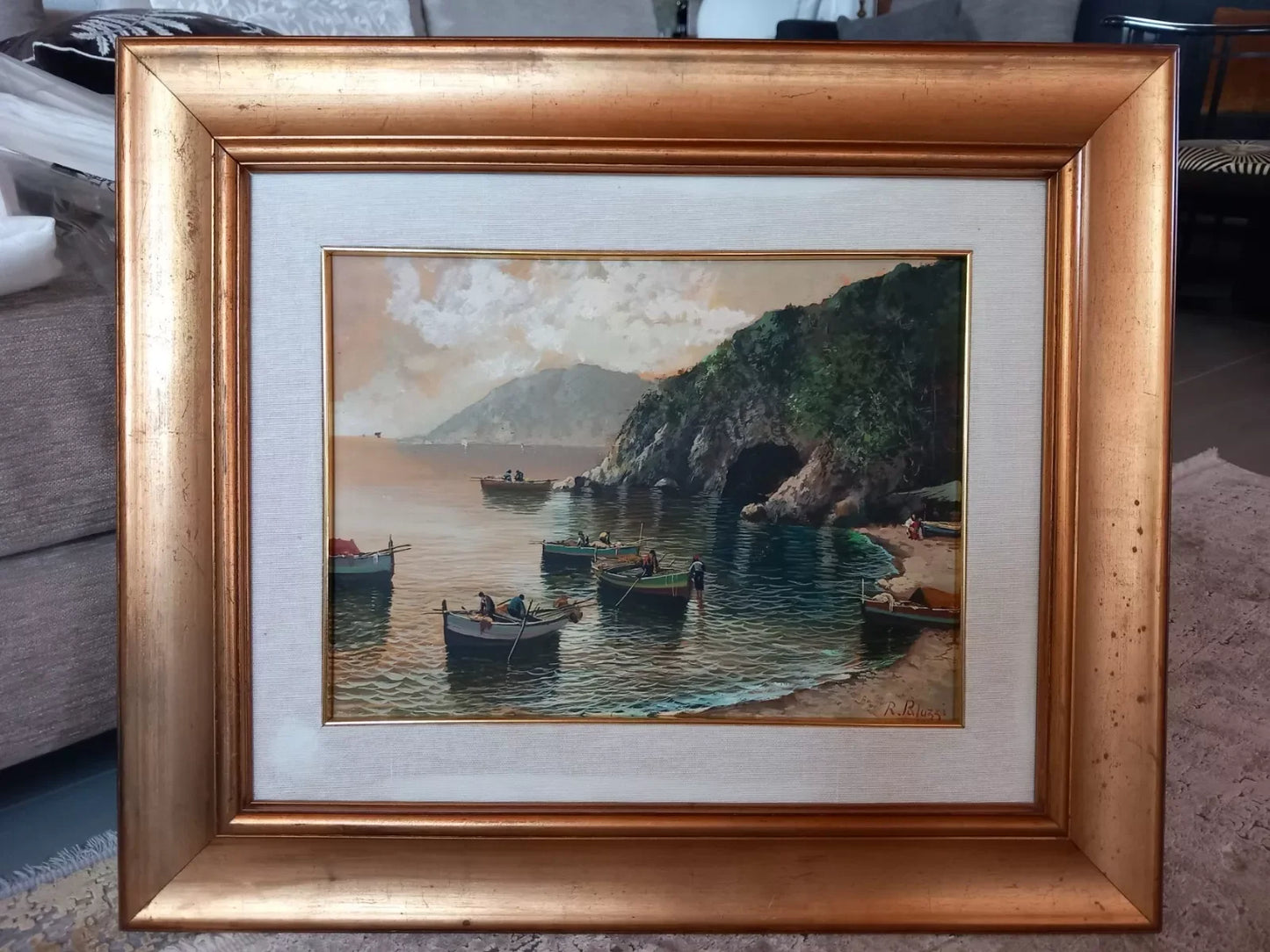 Peinture à l'huile sur panneau "marine" bateaux - Kikooyou Art Gallery