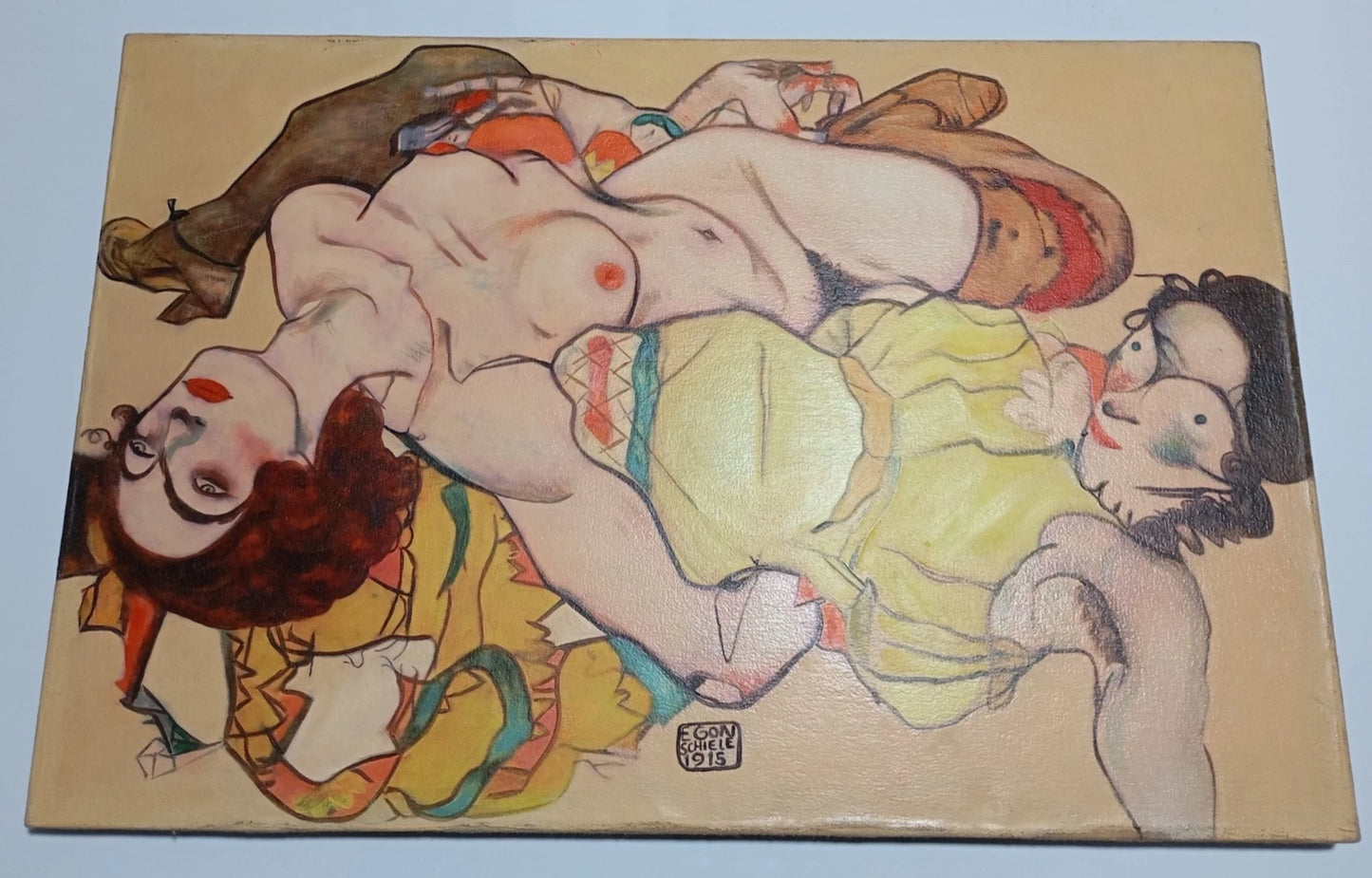 art-decoration-tableau-peinture-huile-toile-moderne-portrait-scene-erotique-d'apres Egon Schiele (Copie)