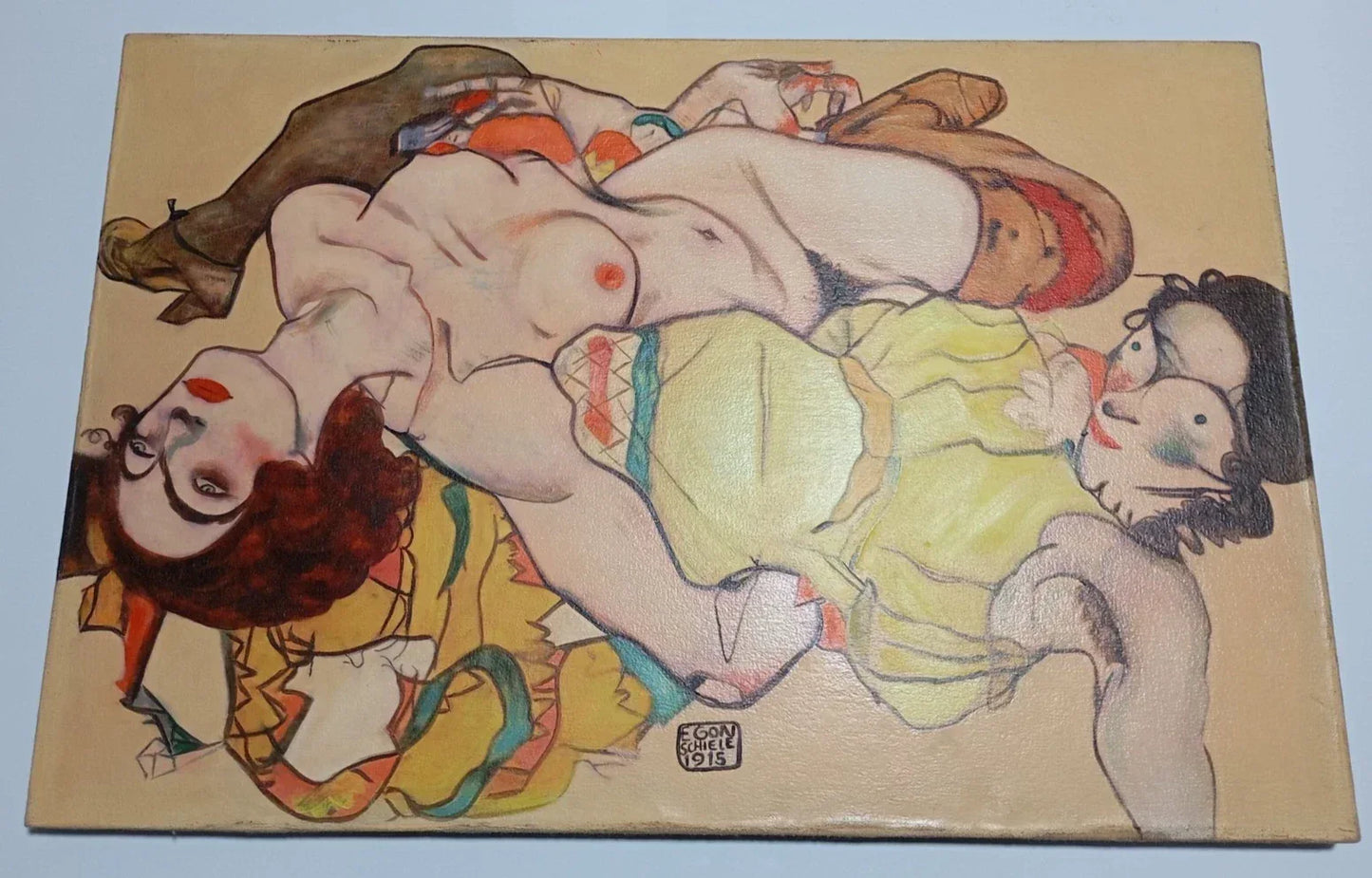 art-decoration-tableau-peinture-huile-toile-moderne-portrait-scene-erotique-d'apres Egon Schiele (Copie) - Kikooyou Art Gallery