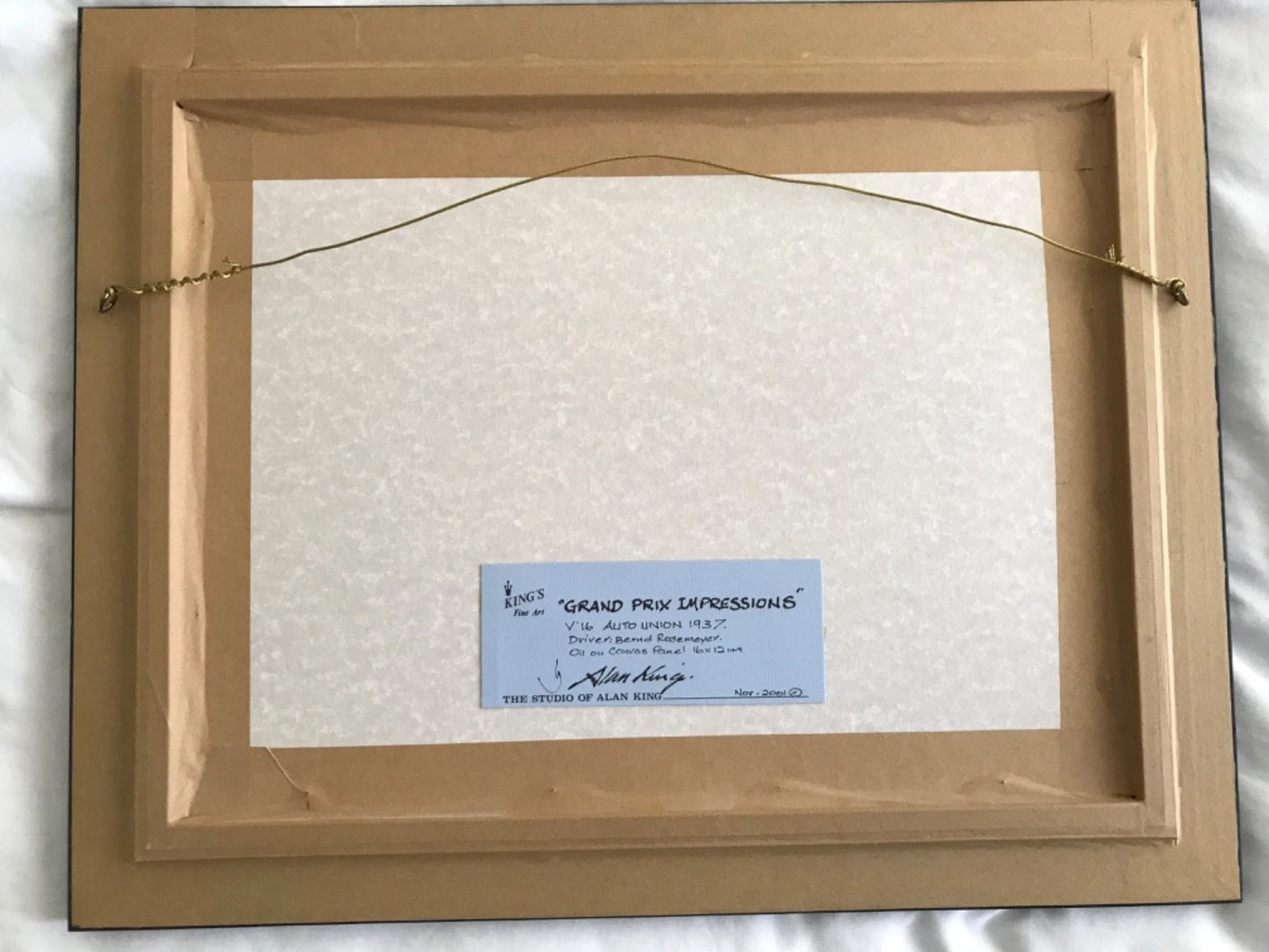 PANNEAU HUILE SUR TOILE SIGNÉ ALAN KING BERND ROSEMEYER 1937 V16 AUTO UNION
