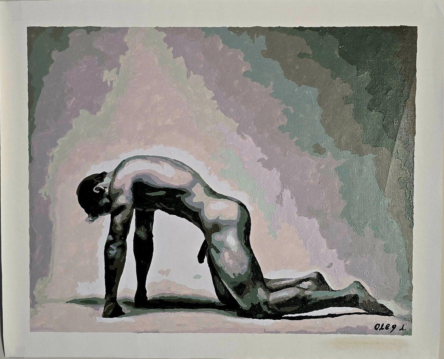 art-decoration-erotique-tableau-peinture-huile-toile-homme-nu-integrale-APRÈS LA CHUTE - Kikooyou Art Gallery
