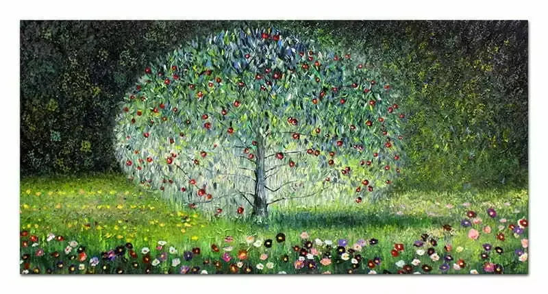 art-decoration-tableau-peinture-moderne-paysage-jardin-pommier-huile-toile - Kikooyou Art Gallery