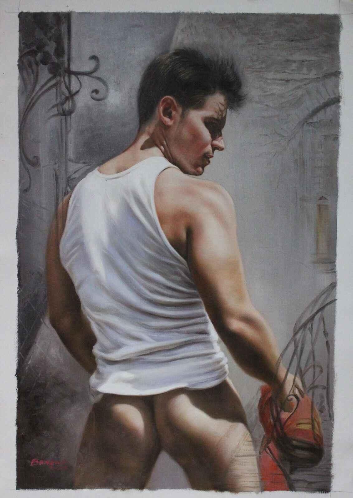 Tableau homme nu peinture huile sur toile - Œuvre magnifique - Kikooyou Art Gallery