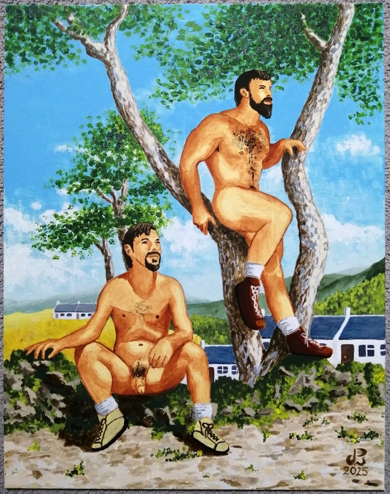 art-decoration-tableau-peinture-huile-toile-portrait male-homme-nu-Beau Regard