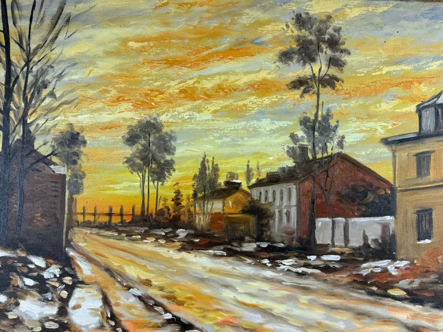 art-decoration-tableau-peinture-huile-toile-paysage-rue-village - Kikooyou Art Gallery