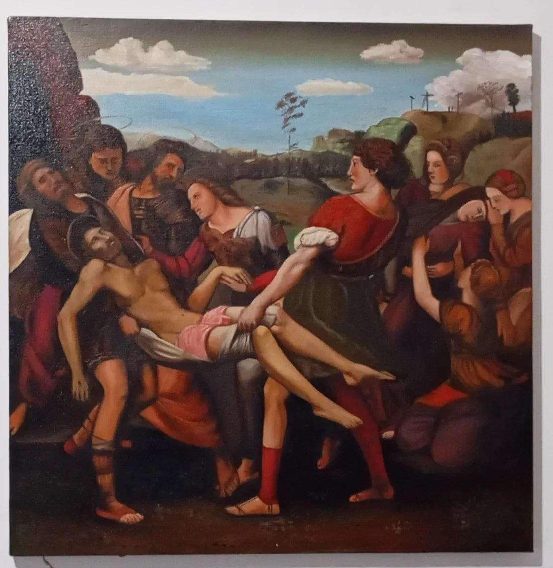 TABLEAU HUILE SUR TOILE RAFAEL SANZIO signé et estampillé art vintage - Kikooyou Art Gallery