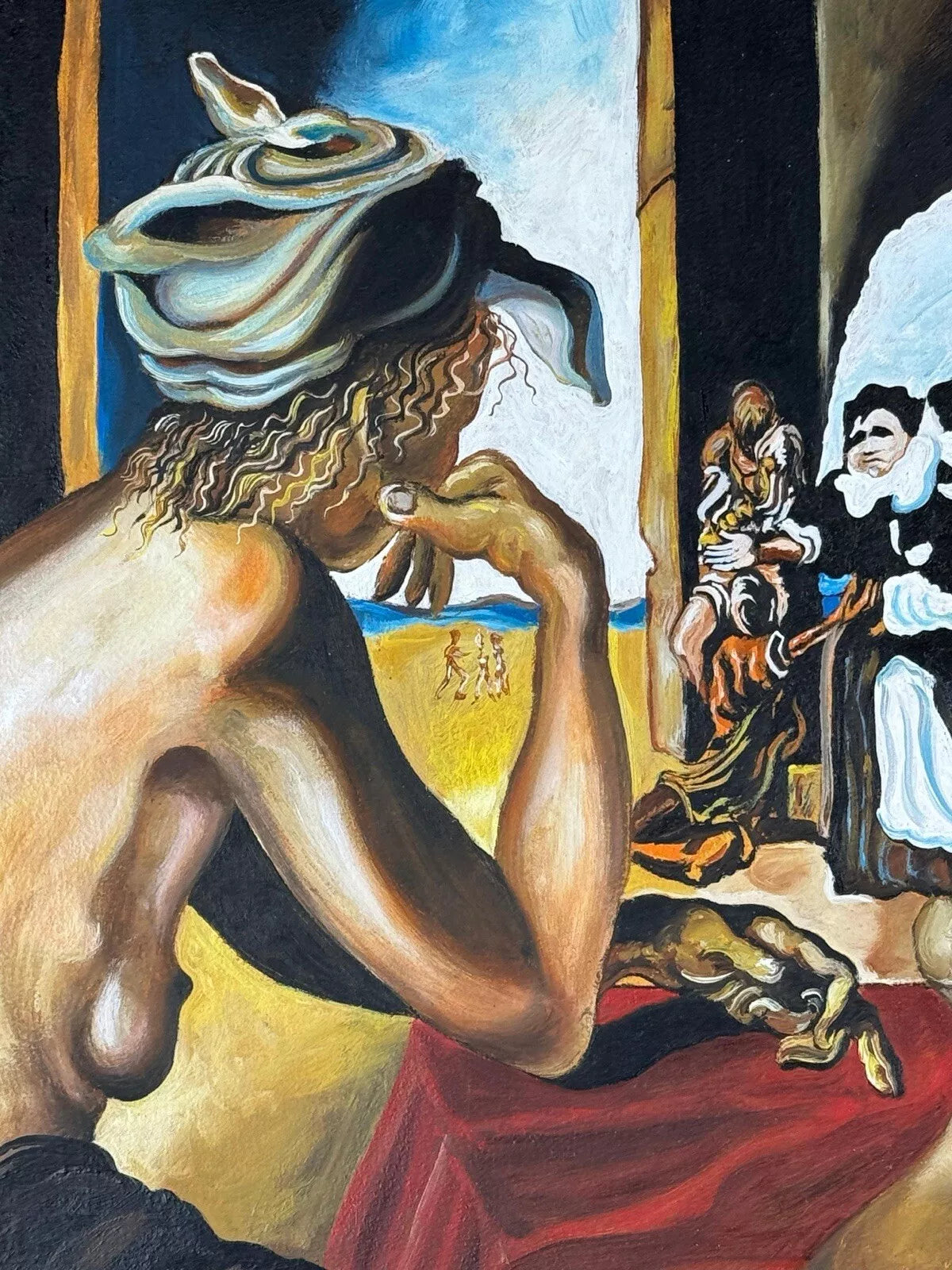 art-decoration-tableau-peinture-huile-toile-surrealisme-personnages-femme-nue