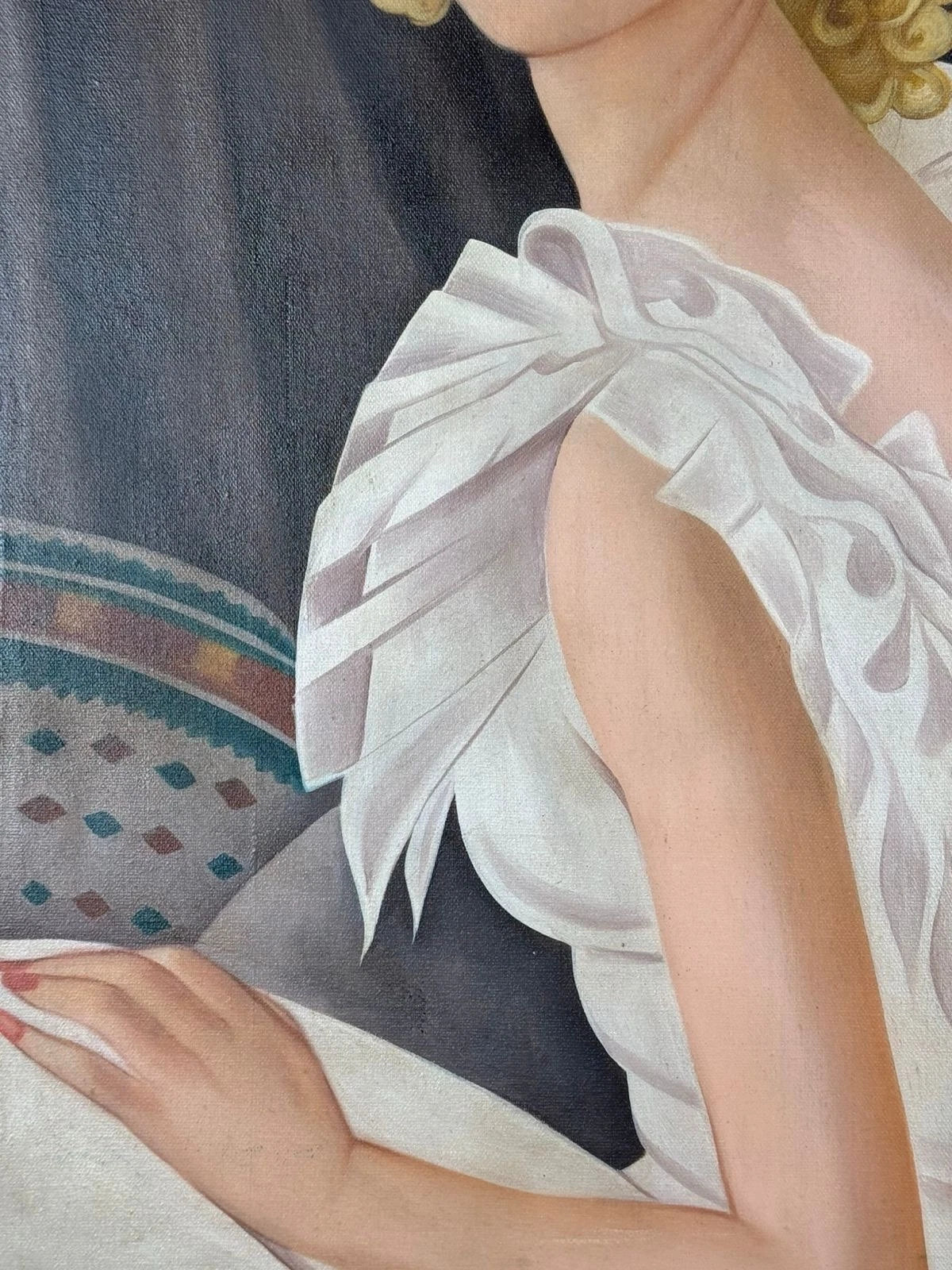 art-decoration-tableau-peinture-huile-toile-moderne-portrait-feminin-femme-personnage-d'aprés Gerda Wegener