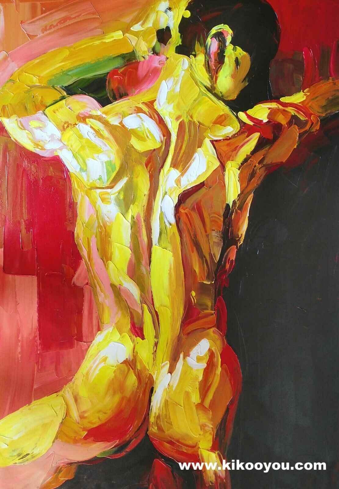 Tableau homme nu huile sur toile originale intégrale - Kikooyou Art Gallery
