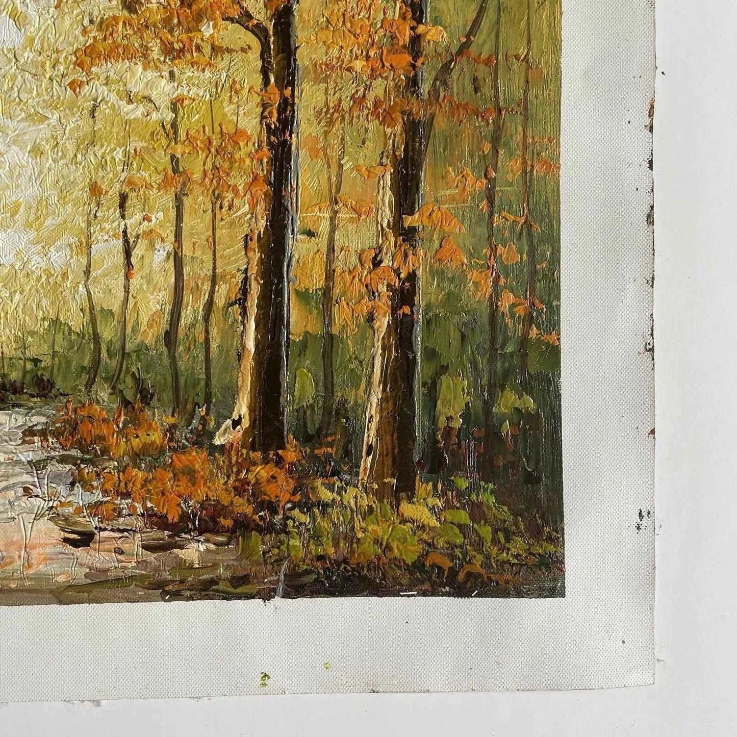 paysage foret en automne huile sur toile-Échappez-vous dans la forêt enchantée où les arbres dorés vous accueillent avec chaleur et sérénité. - Kikooyou Art Gallery