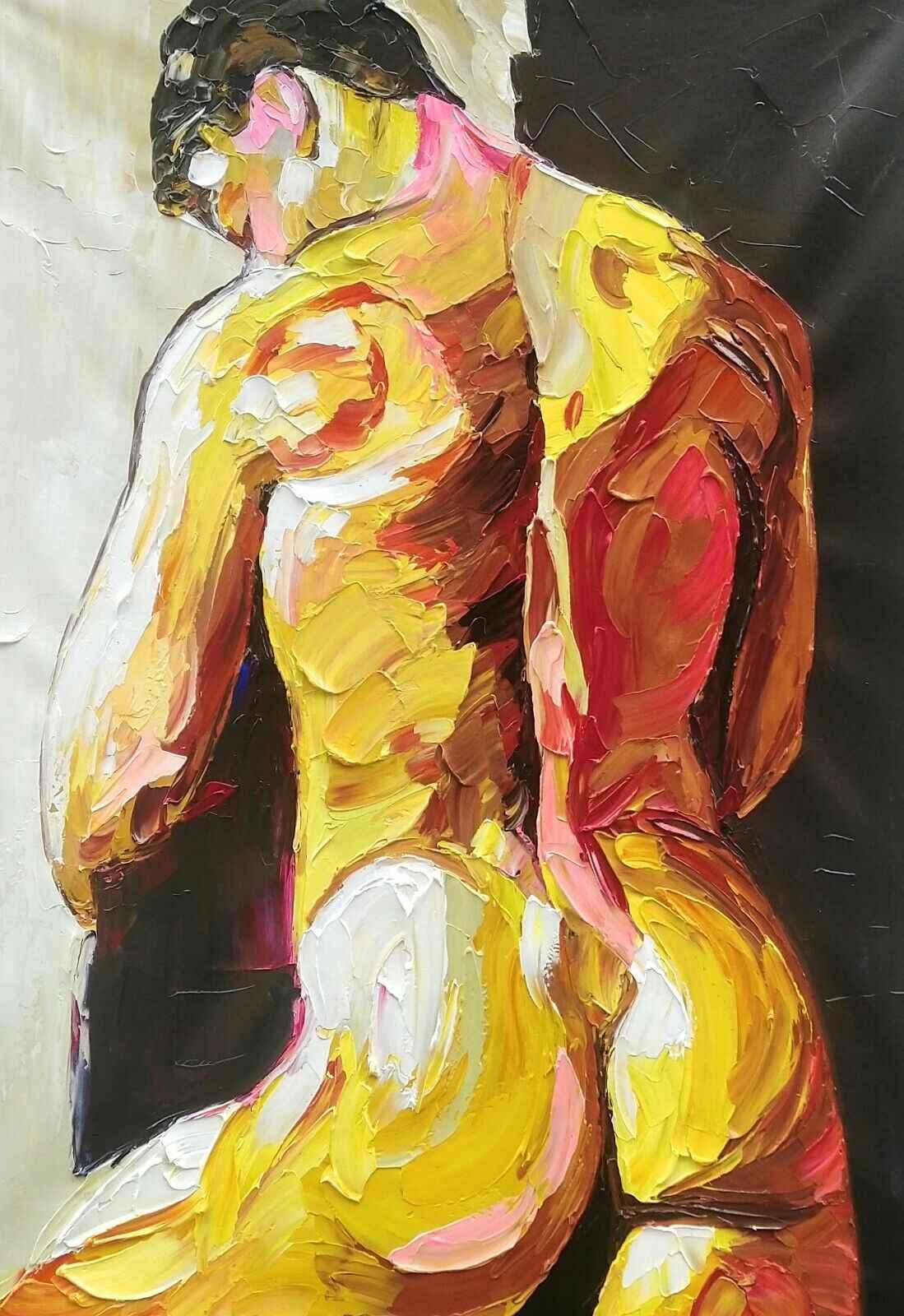 Tableau Homme Nu Huile sur Toile - Peinture Originale Intégrale - Kikooyou Art Gallery
