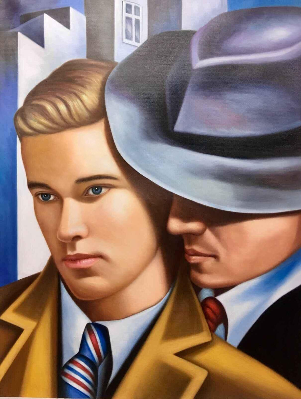 Portrait Citadin Peinture Huile sur Toile Signée - Amants Urbains - Kikooyou Art Gallery