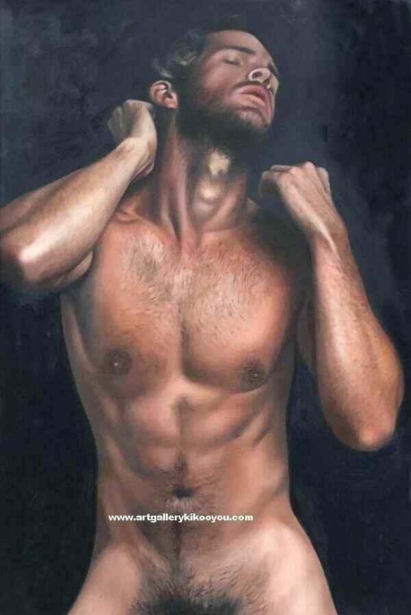 tableau peinture érotique huile sur toile homme nu intégrale - Kikooyou Art Gallery