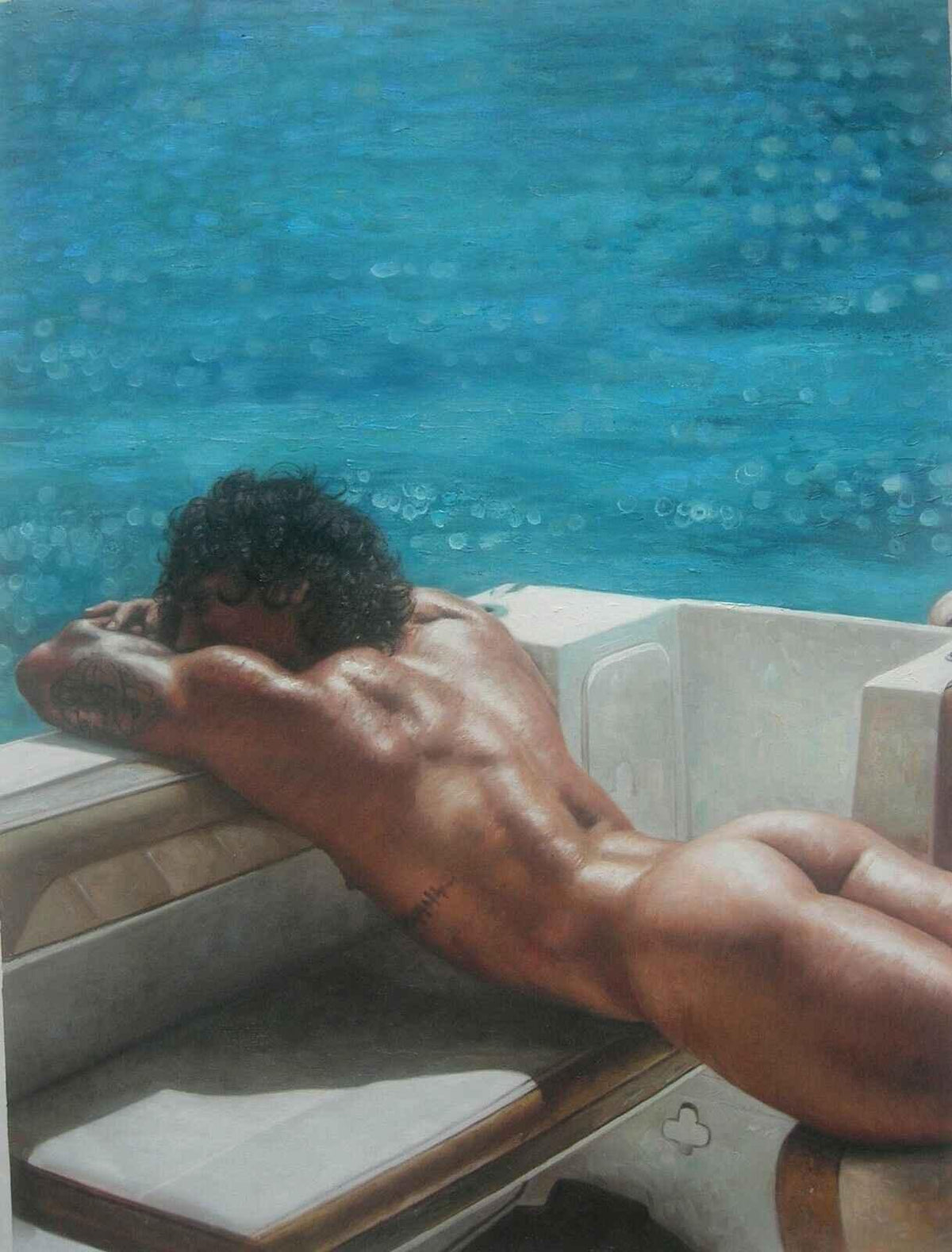 tableau peinture érotique huile sur toile homme nu intégrale - Kikooyou Art Gallery