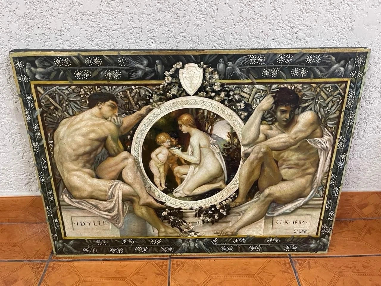 art-decoration-tableau-peinture-huile-toile-idylle-d'après Klimt