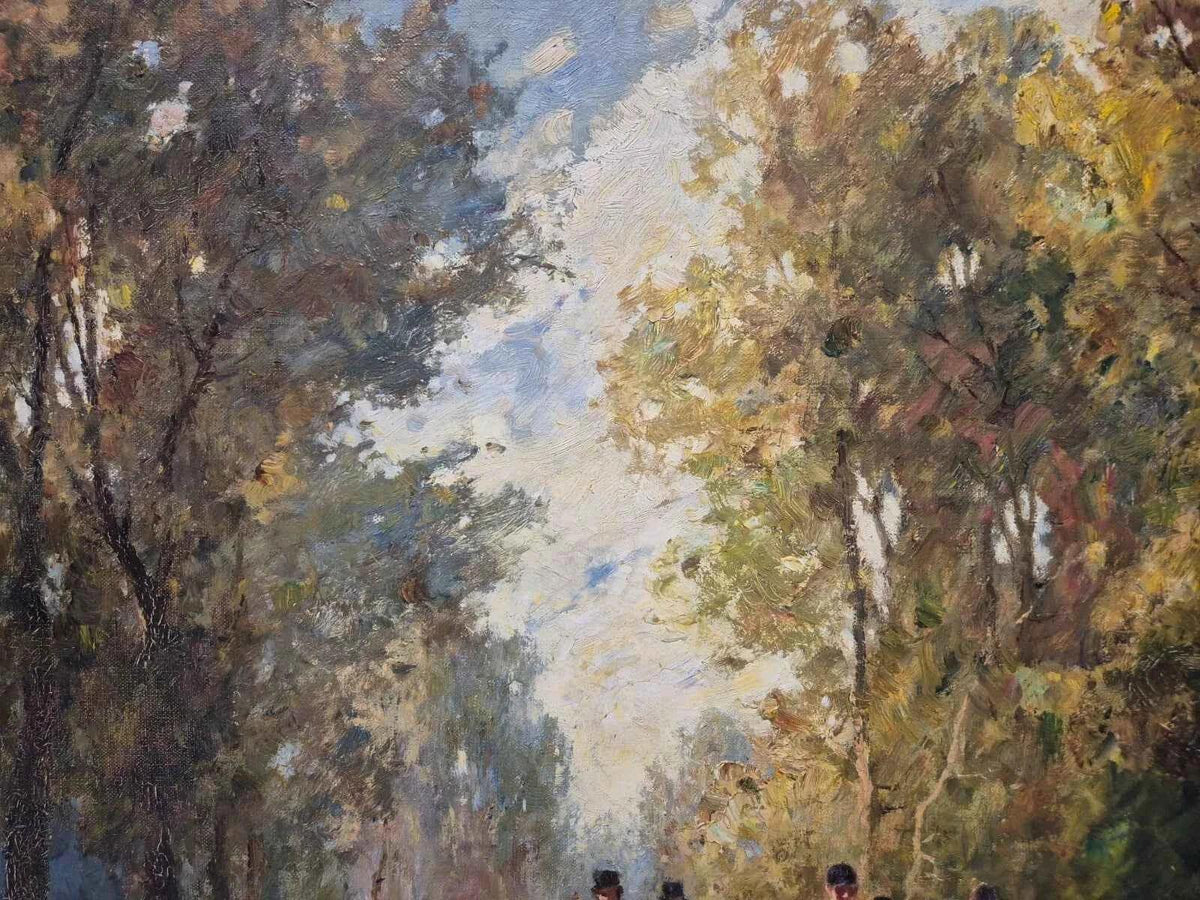 art-scene-personnages-chasse-chevaux-chiens-peinture-huile-toile - Kikooyou Art Gallery