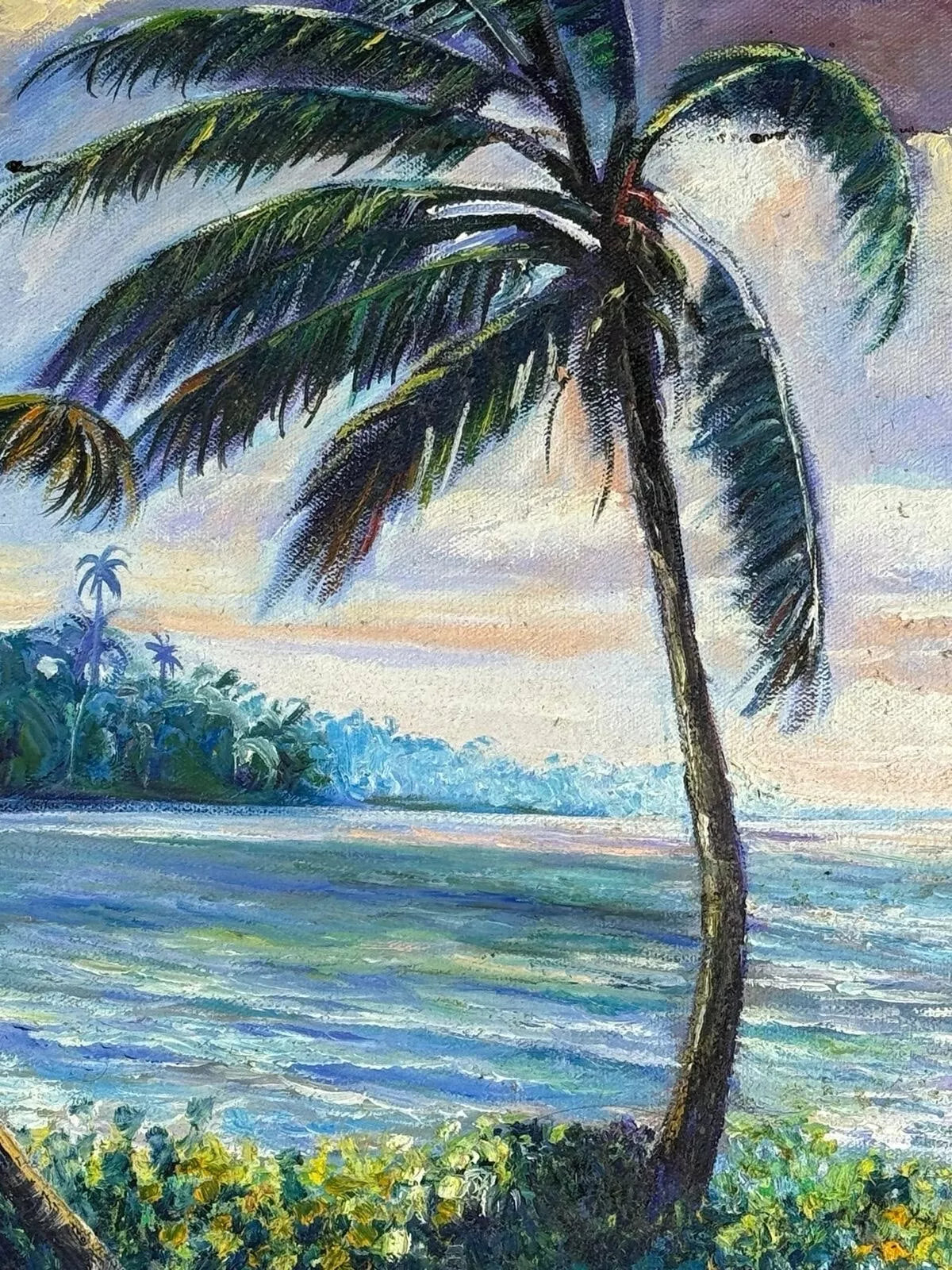 art-decoration-tableau-peinture-huile-toile-paysage-marin-cocotier-plage