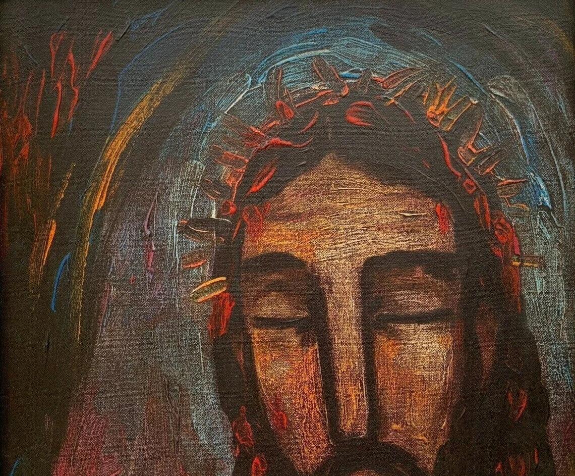 art-decoration-tableau-peinture-huile-toile-moderne religion-jésus-christ- d'après Georges Rouault - Kikooyou Art Gallery