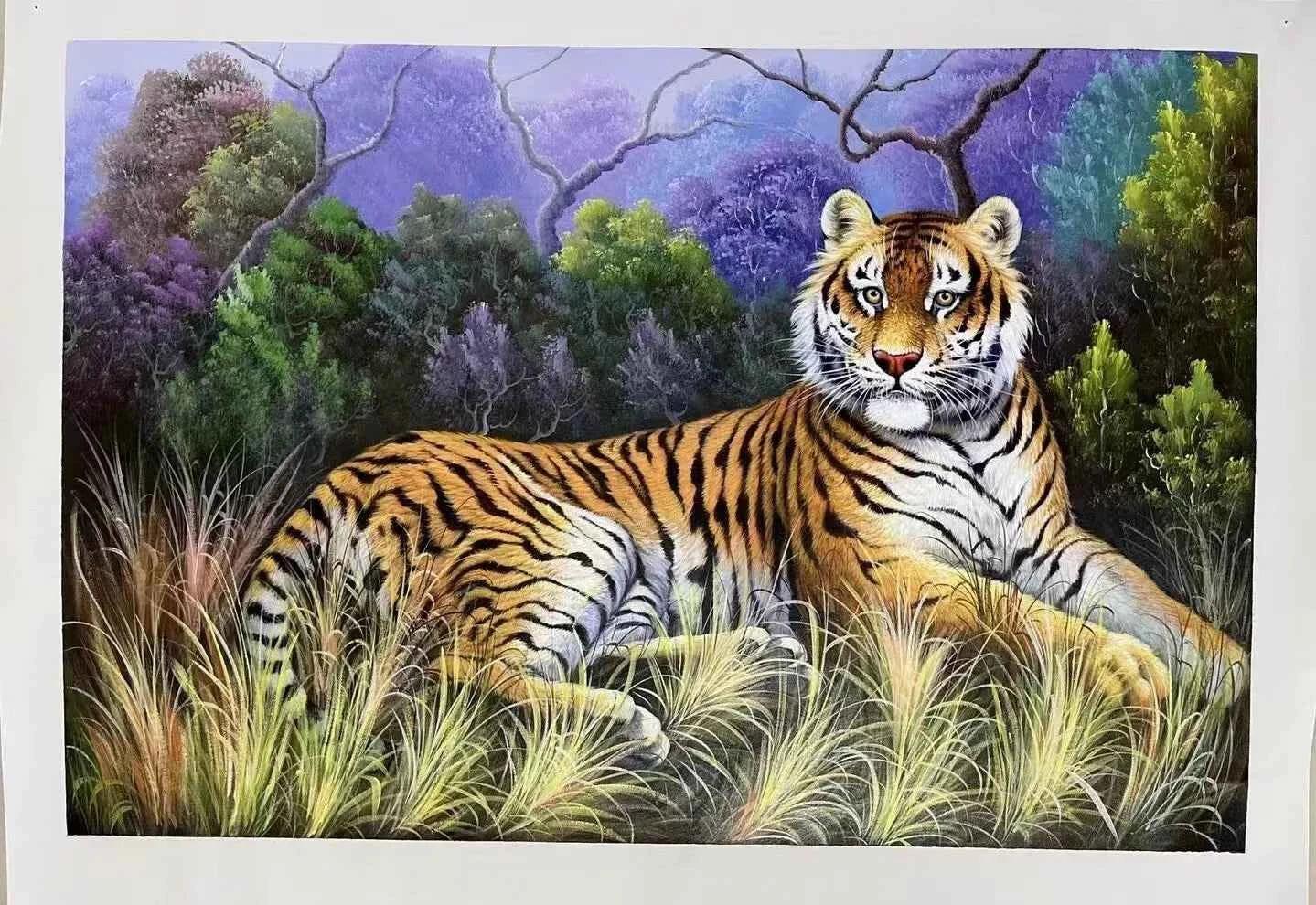 art-figuratif-animalier-tigre-tableau-peinture-originale-huile-toile - Kikooyou Art Gallery