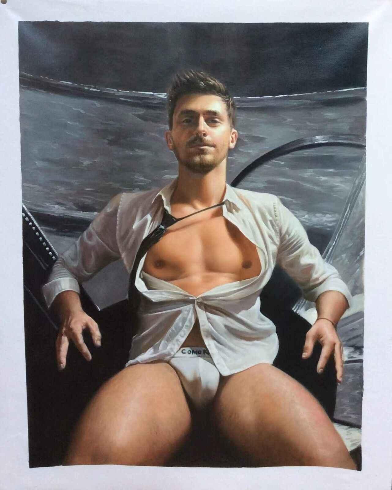 tableau érotique peinture huile sur toile homme nu - Kikooyou Art Gallery