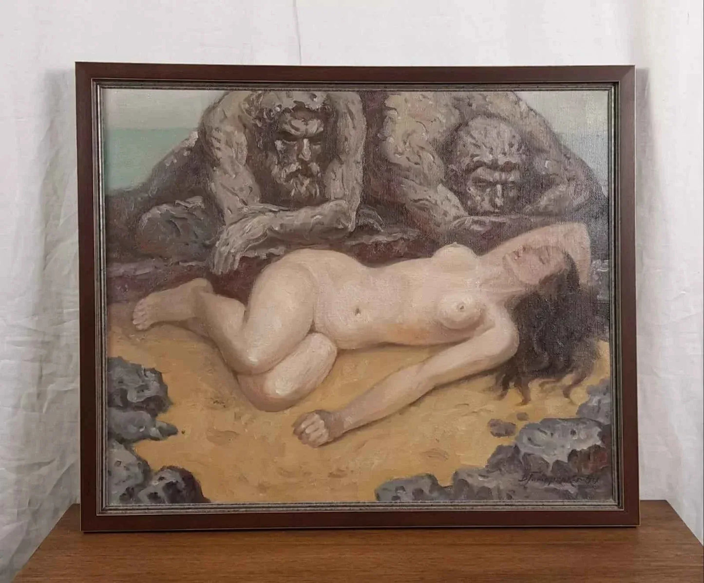 art-érotique-peinture-huile sur toile-originale-femme-endormie-nue - Kikooyou Art Gallery