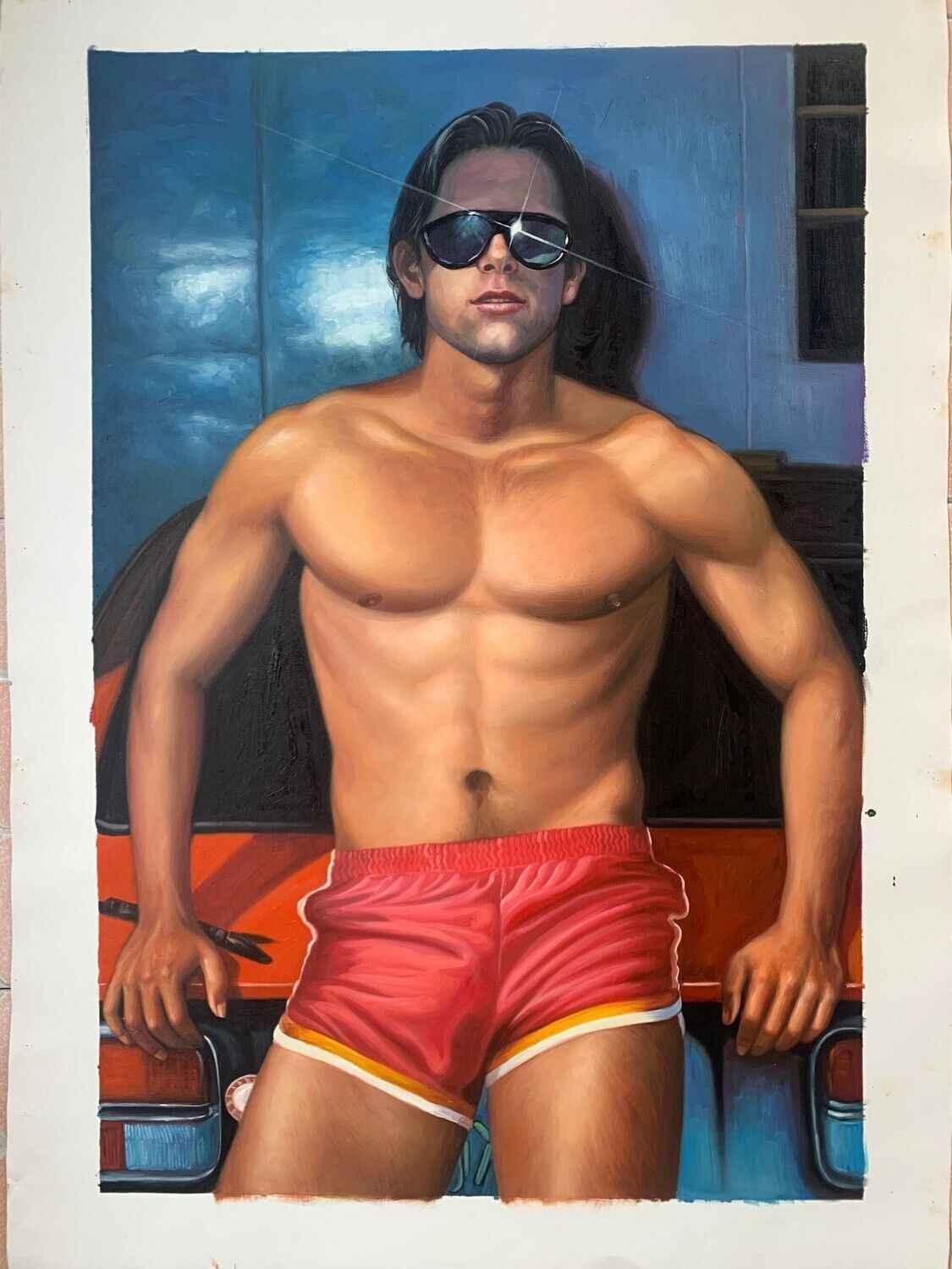 tableau érotique peinture huile sur toile homme nu très sexy - Kikooyou Art Gallery
