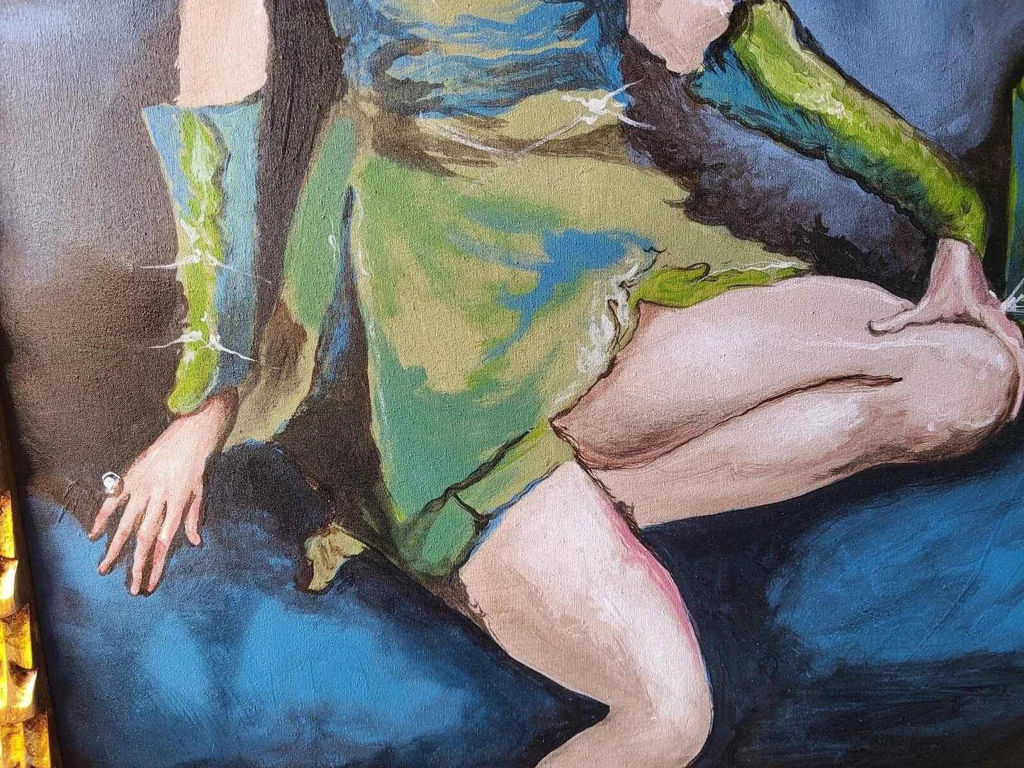 art-decoration-tableau-peinture-huile-toile-moderne-portrait-feminin-femme-personnage-robe verte-d'aprés KEES VAN DONGEN - Kikooyou Art Gallery