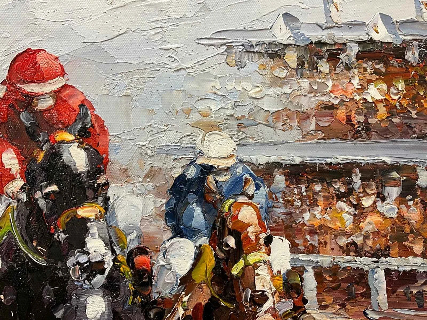 scéne course de chevaux galop huile sur toile