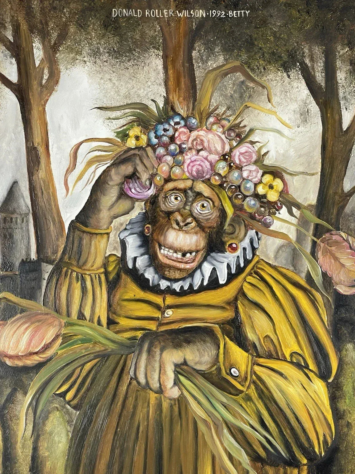 art surréaliste à la manière de Donald Roller Wilson (fait à la main) Huile sur bois - Kikooyou Art Gallery