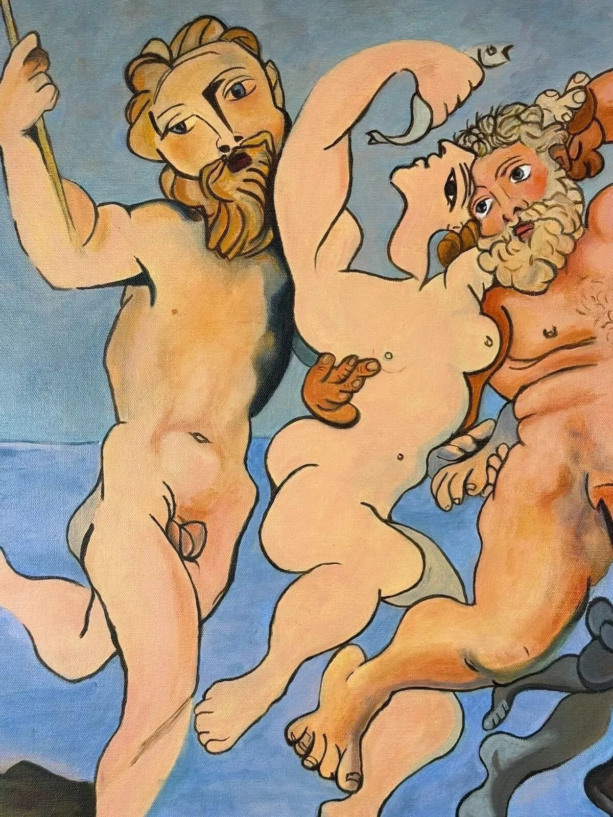 art-decoration-tableau-peinture-huile-toile-scene-personnages-nus-danse - Kikooyou Art Gallery