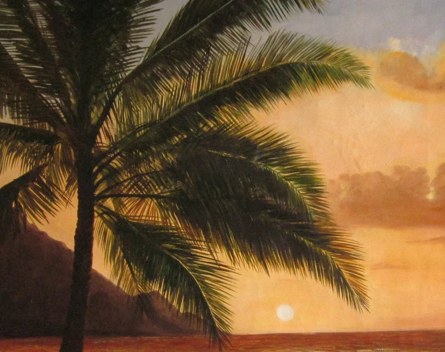 Stretched Quality Hand Painted Oil Painting Pacific island Coast Sunset - Kikooyou Art Gallery
