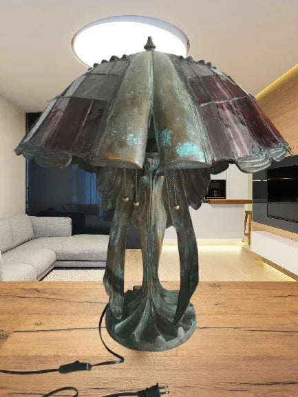 objet-decoration-lampe-style-tiffany-verre-bronze-66cm - Kikooyou Art Gallery
