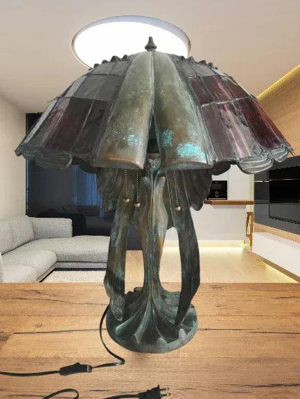 objet-decoration-lampe-style-tiffany-verre-bronze-66cm - Kikooyou Art Gallery