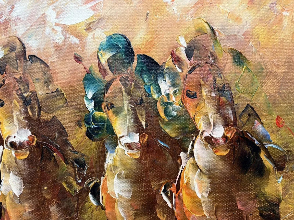 art-scène-vie-course-hippique-chevaux-galop-jockey-peinture-huile-toile - Kikooyou Art Gallery
