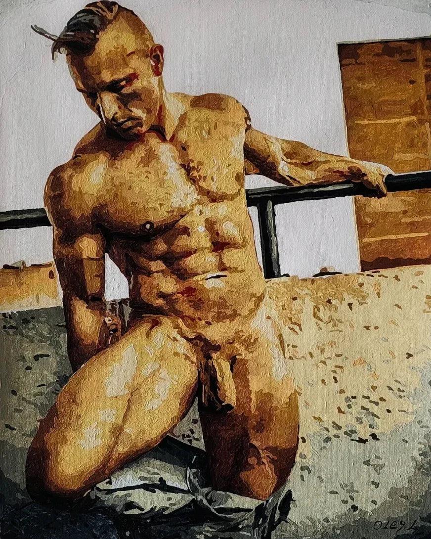 art érotique peinture huile sur toile gay homme nu - Kikooyou Art Gallery
