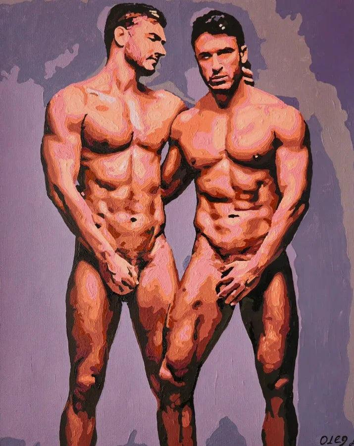 art érotique peinture huile sur toile gay homme nu - Kikooyou Art Gallery